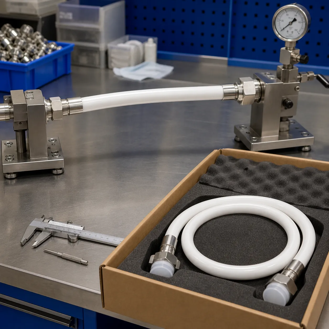 Ống PTFE Linh hoạt Cao Độ Chất Lượng | Bộ Lắp ráp Fluoropolymer Được Lắp Vỏ Thép Không Gỉ