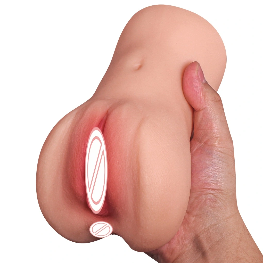 Cupă de masturbare masculină cu două canale TPE - instrument sexual, cupă aeriană pentru adulți cu textură de piele reală - BJD - B042