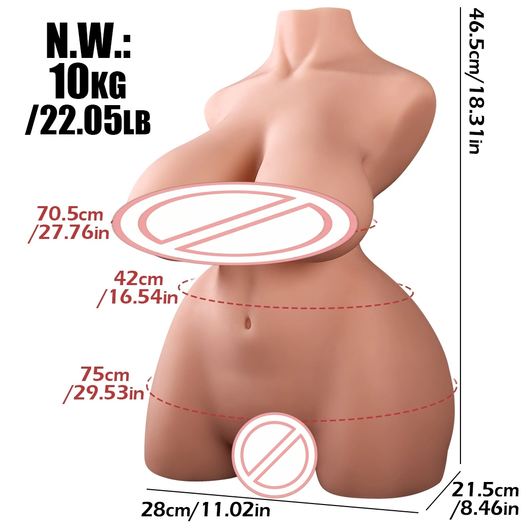 TPE sesso doll torso realistico, vagina realistica, seno grande, 100% impermeabile, colore della pelle, masturbatore maschile, adulto, BJD-A039-1