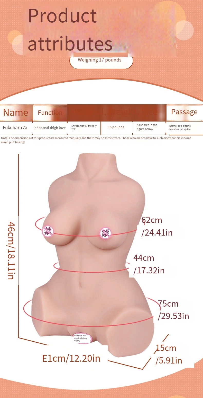 Egentlig menneskelignende private dele støbt solid halvkrop intelligent TPE dukke mandlig masturbator vandtæt hul vagina/anus voksen情趣用品-BJD-A020-J