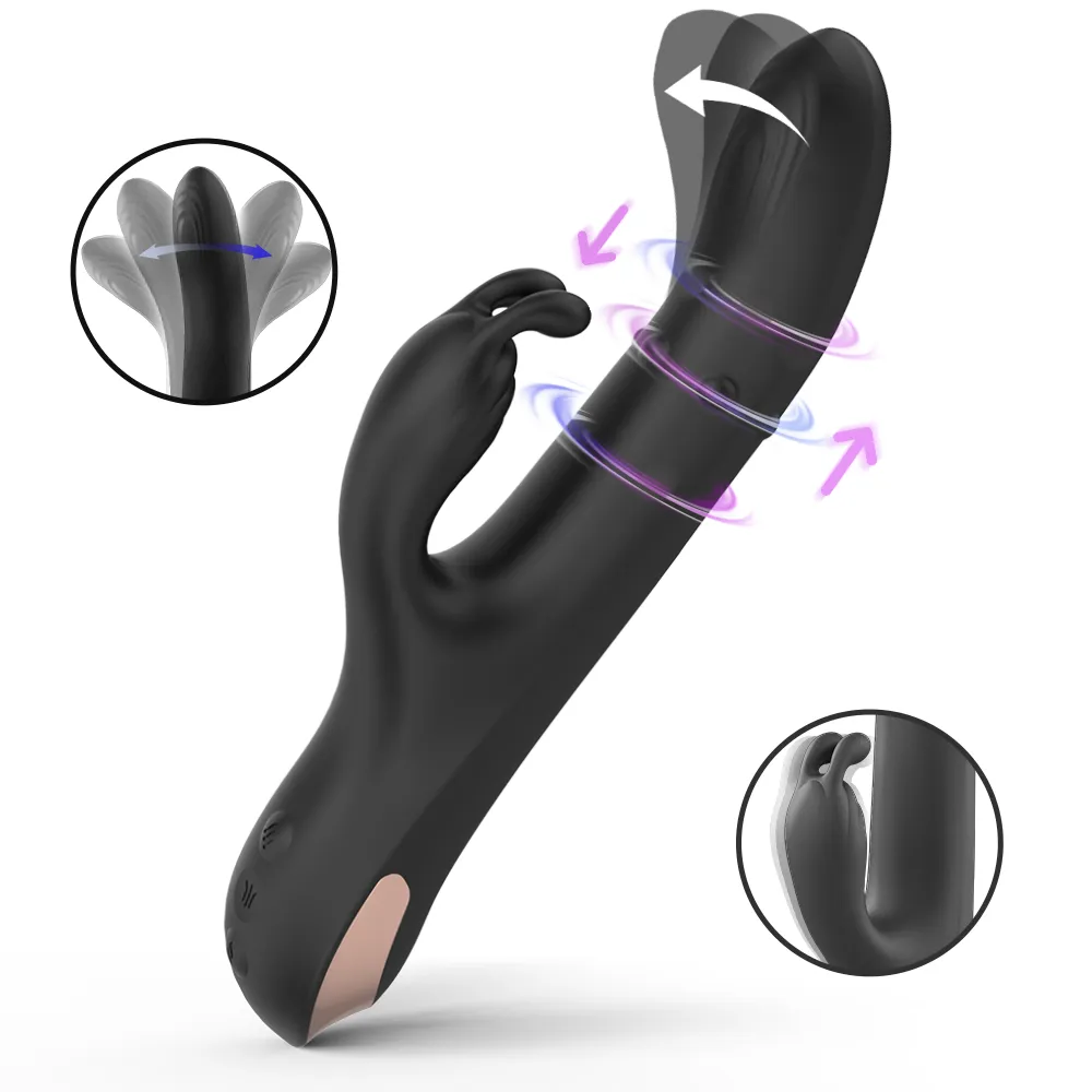 HXR S-S625 10-mallinen imutyyppinen G-pisteen ja klitorisärsykkeen vibratoitu silikoni-dildo vibrattori IPX7-vettä vastustuskykyinen