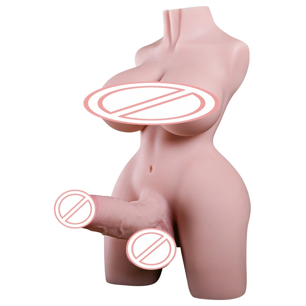 Transpersonale dukke med stor brysttorso, indsættelig falsk penis, realistisk TPE, vandtæt BJD-D004