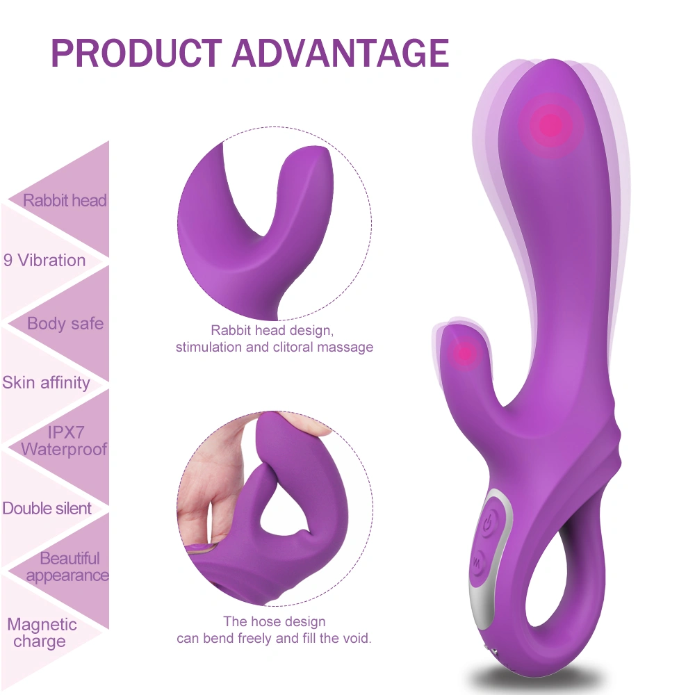 Dual Motor Clitoral Stimulator Silicone Dildo Vibrator S-S139