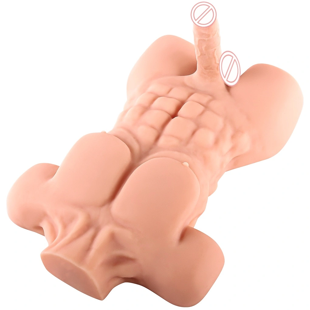 Realistisk transpersonlig torso sex legetøj - silikakrop, store bryster, indbygget penis, egnet til mænd og par - BJD-D014