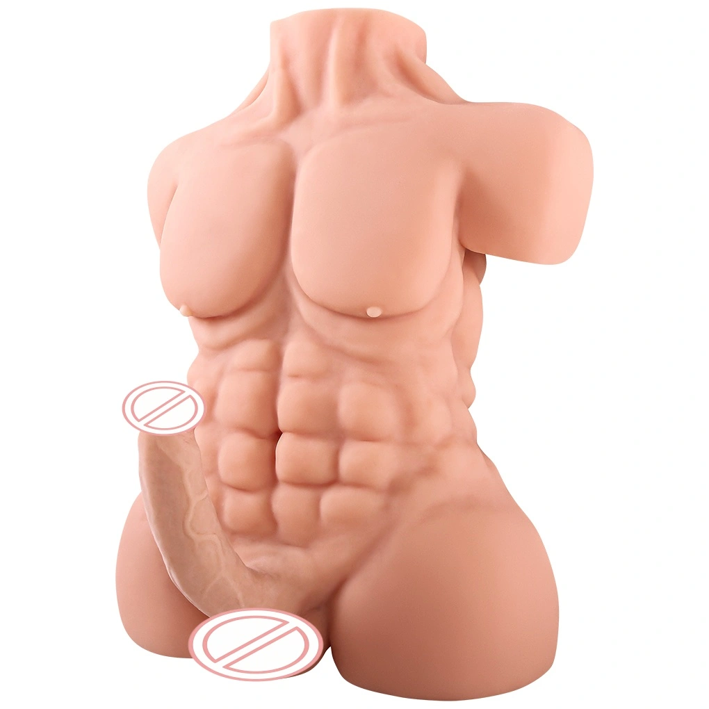 Realistisk transpersonlig torso sex legetøj - silikakrop, store bryster, indbygget penis, egnet til mænd og par - BJD-D014