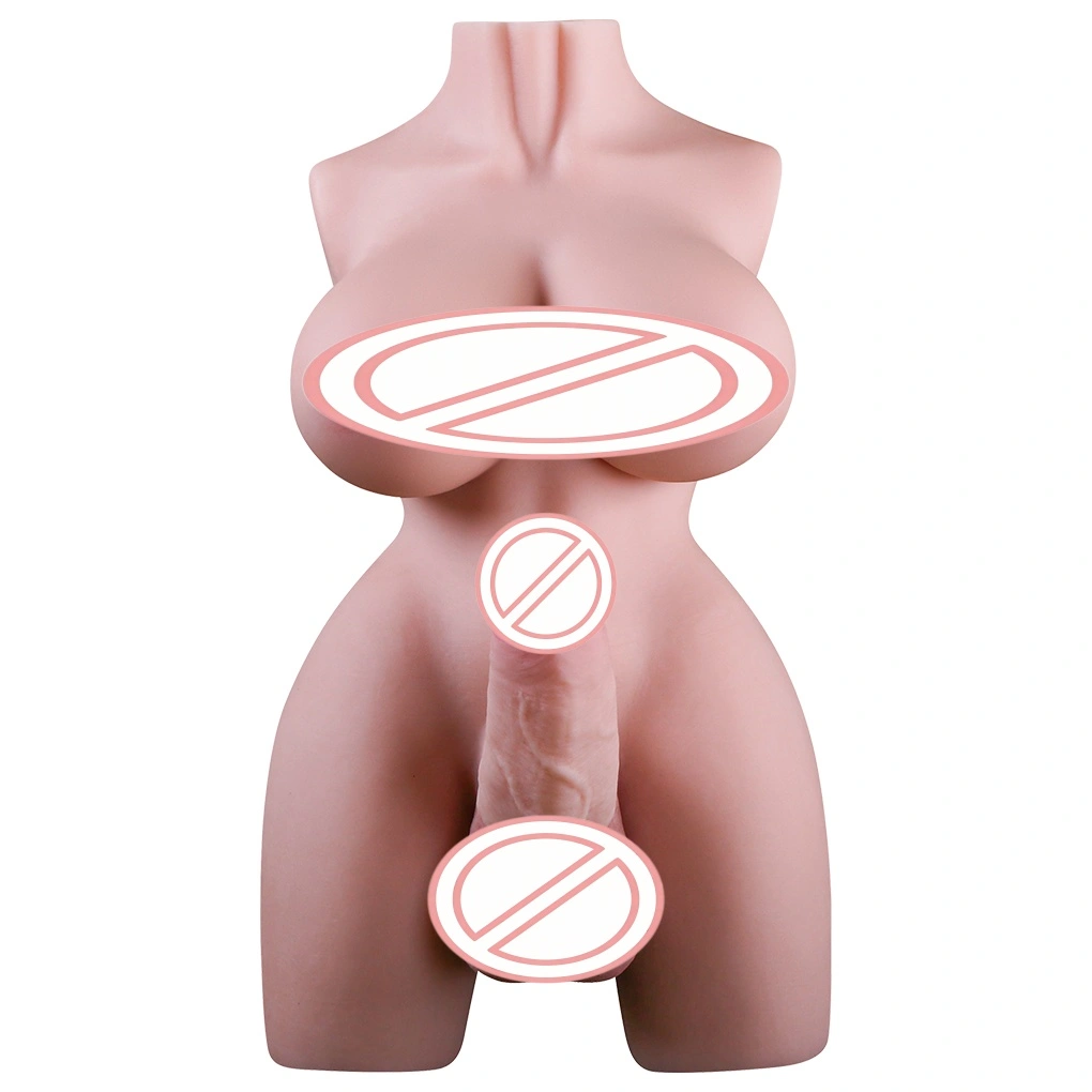 Transpersonale dukke med stor brysttorso, indsættelig falsk penis, realistisk TPE, vandtæt BJD-D004