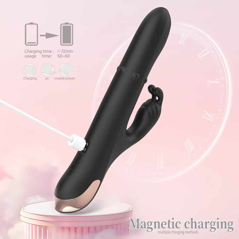 HXR S-S625 10-mallinen imutyyppinen G-pisteen ja klitorisärsykkeen vibratoitu silikoni-dildo vibrattori IPX7-vettä vastustuskykyinen