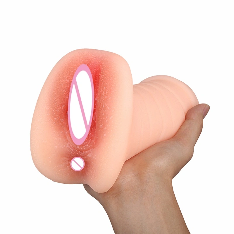 Groothandel naakte manelijke masturbatiekop dubbele kanaal zakformaat vulva zacht TPE 100% waterdicht HXR-BJD-B074