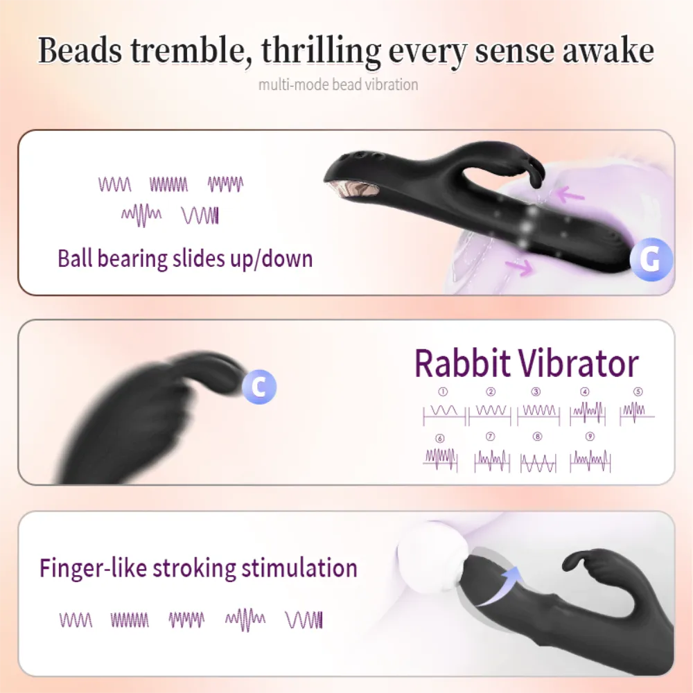 HXR S-S625 10-mallinen imutyyppinen G-pisteen ja klitorisärsykkeen vibratoitu silikoni-dildo vibrattori IPX7-vettä vastustuskykyinen