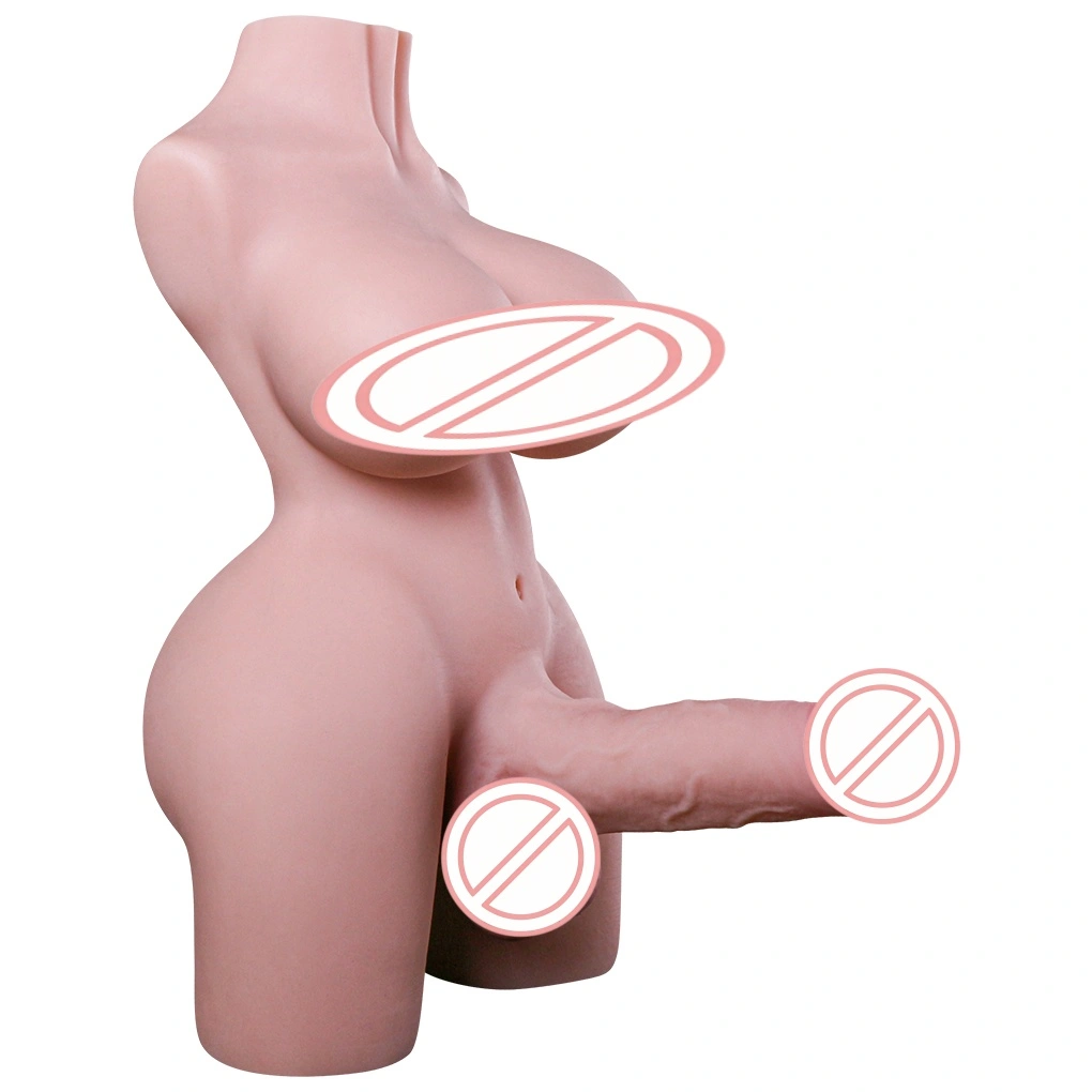 Transpersonale dukke med stor brysttorso, indsættelig falsk penis, realistisk TPE, vandtæt BJD-D004