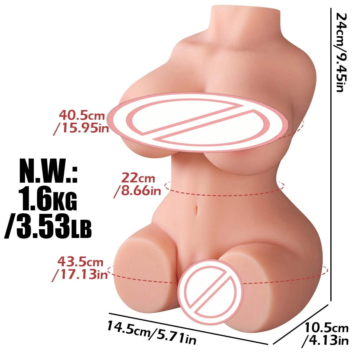 Boneca de masturbação de meia figura nova, com bumbum grande realista. Brinquedo de material TPE para masturbação masculina - A011 - J