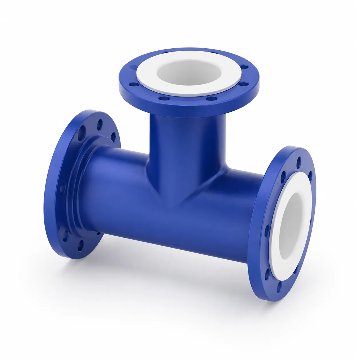 PTFE-Lined Equal Tee | Flanged Corrosion-Resistant Pipe Fitting