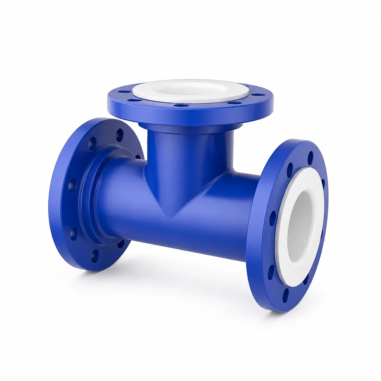 PTFE-Lined Equal Tee | Flanged Corrosion-Resistant Pipe Fitting