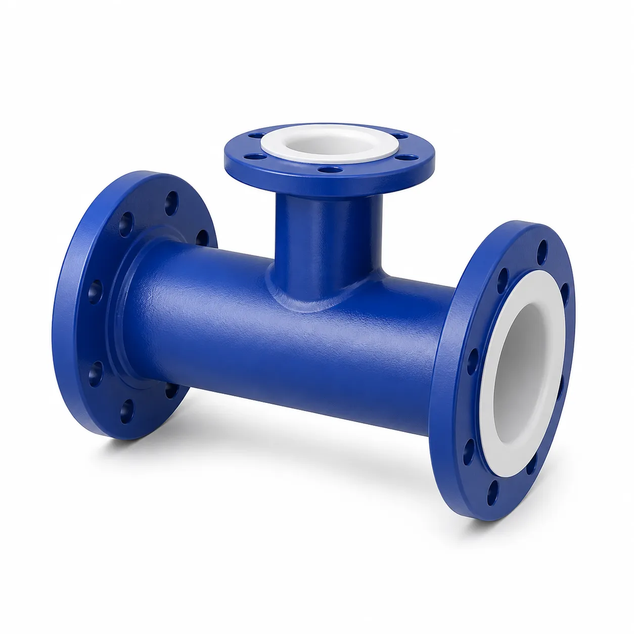 PTFE-Lined Reducing Tee | Flanged Branch Pipe Fitting for Chemical Piping