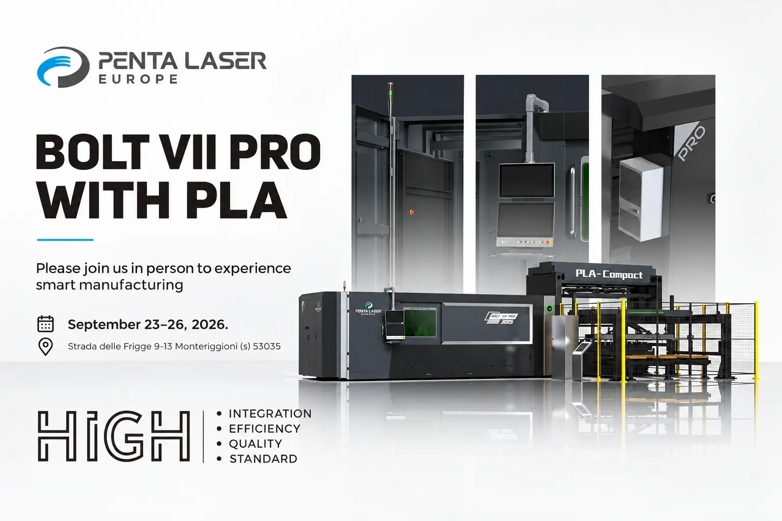 Inaugurazione Grandiosa di Penta Laser Europe — Assista l'Expert Intelligente di Taglio Laser BOLT VII PRO + PLA Compact