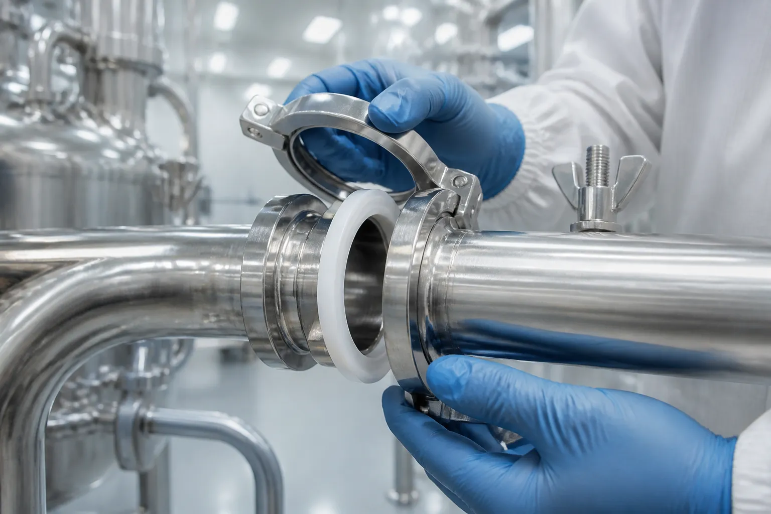 Joint de bride tri-clamp sanitaire en PTFE | Étanchéité hygiénique pour tuyauterie pharmaceutique et alimentaire