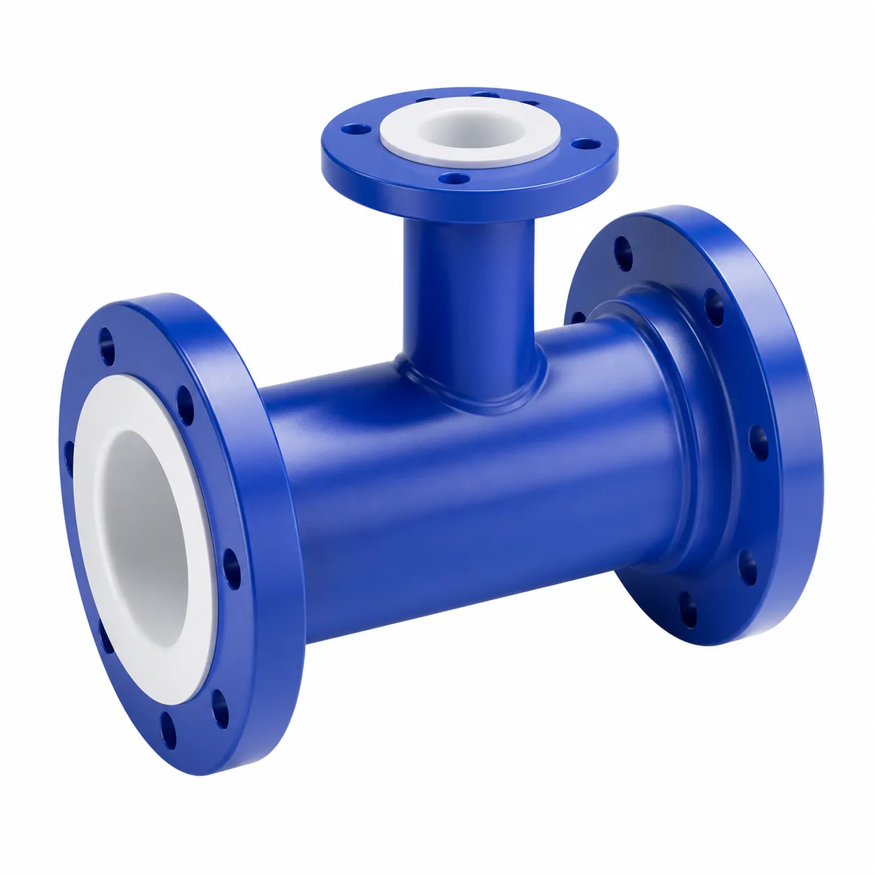 PTFE-Lined Reducing Tee | Flanged Branch Pipe Fitting for Chemical Piping