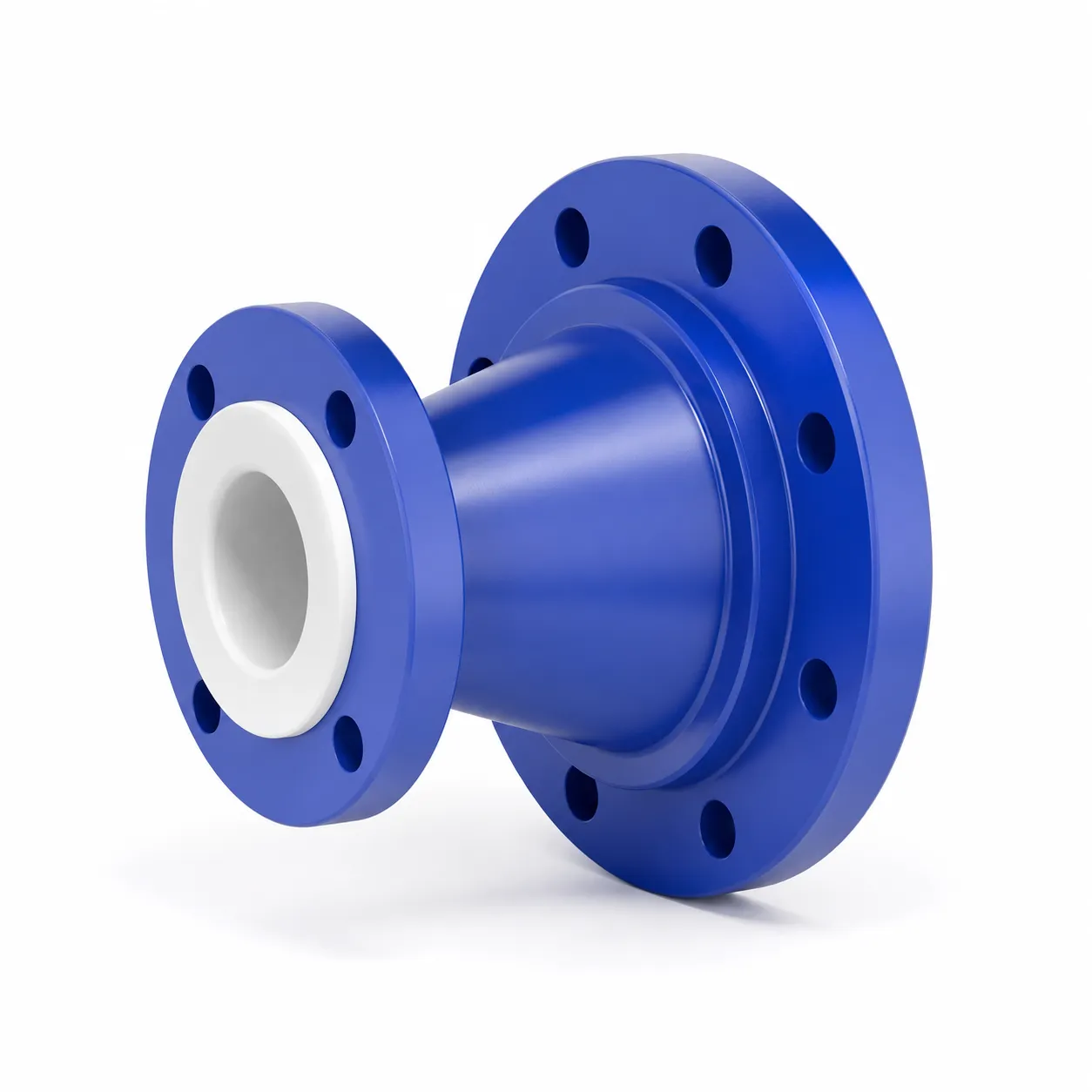 PTFE-Lined Concentric Reducers | Flanged Corrosion-Resistant Pipe Reducers