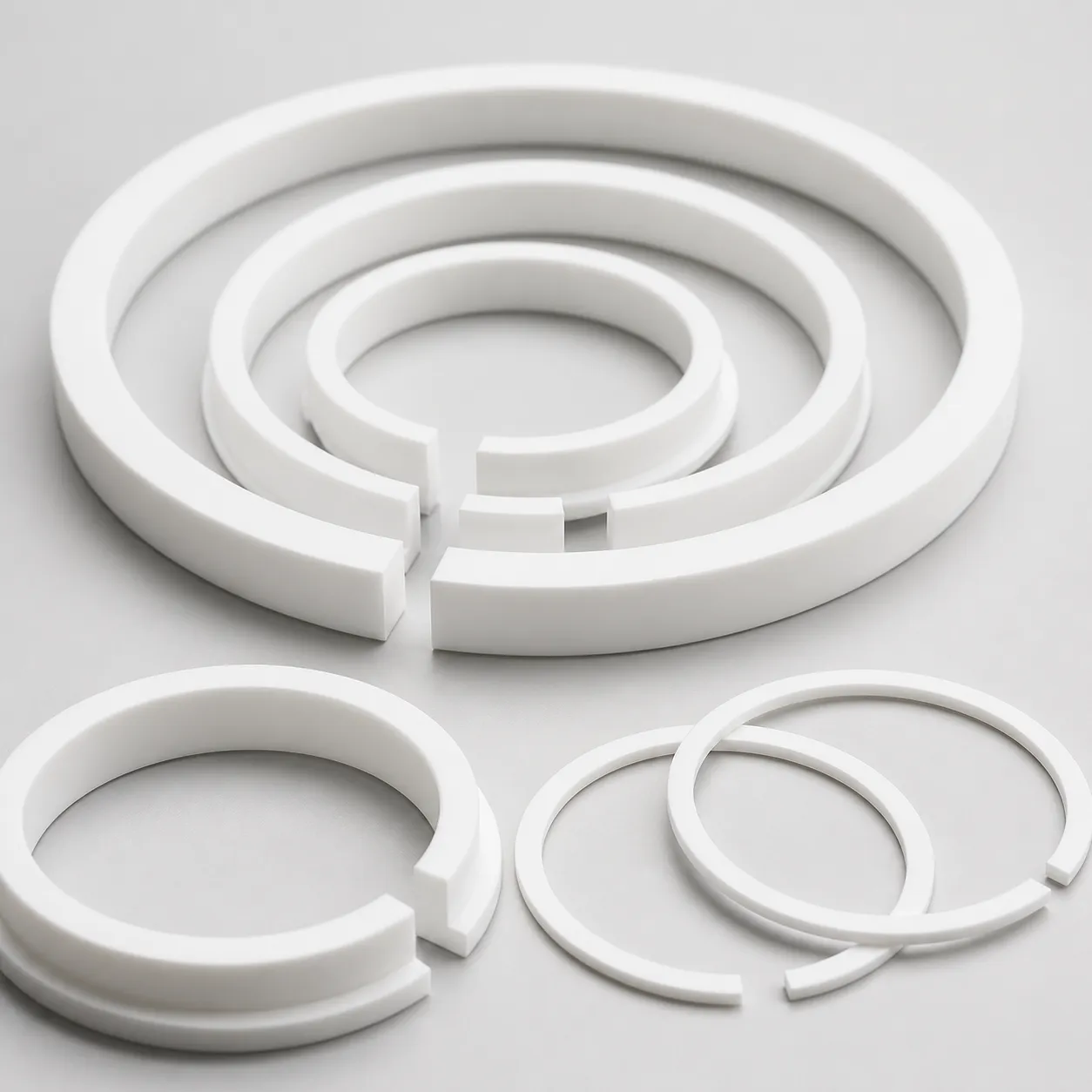 Vòng pít-tông PTFE và vòng bánh răng tùy chỉnh | Phớt động lực chịu mài mòn cao