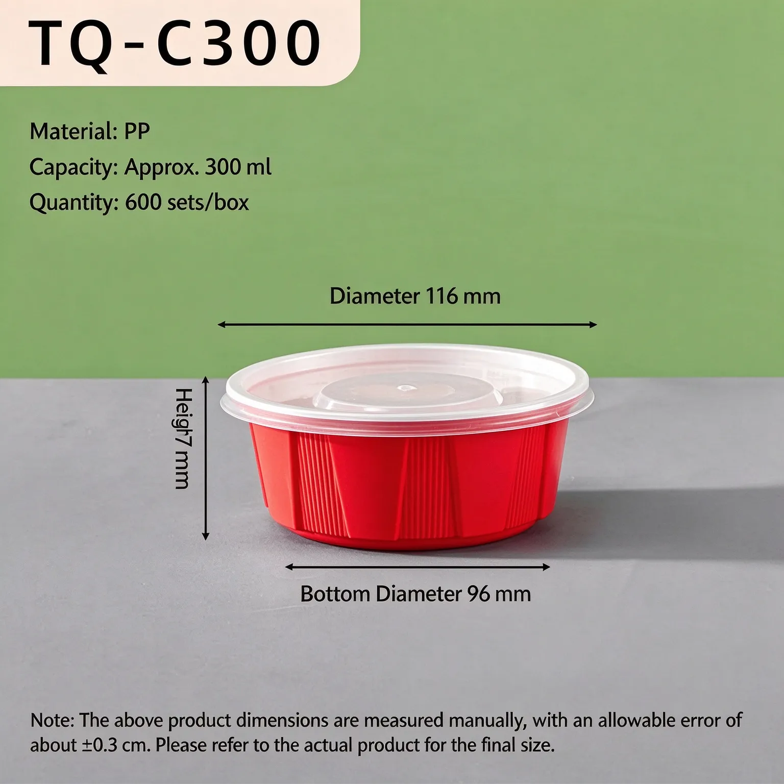 TQ-C300 300 ml Round PP Food Container with Lid