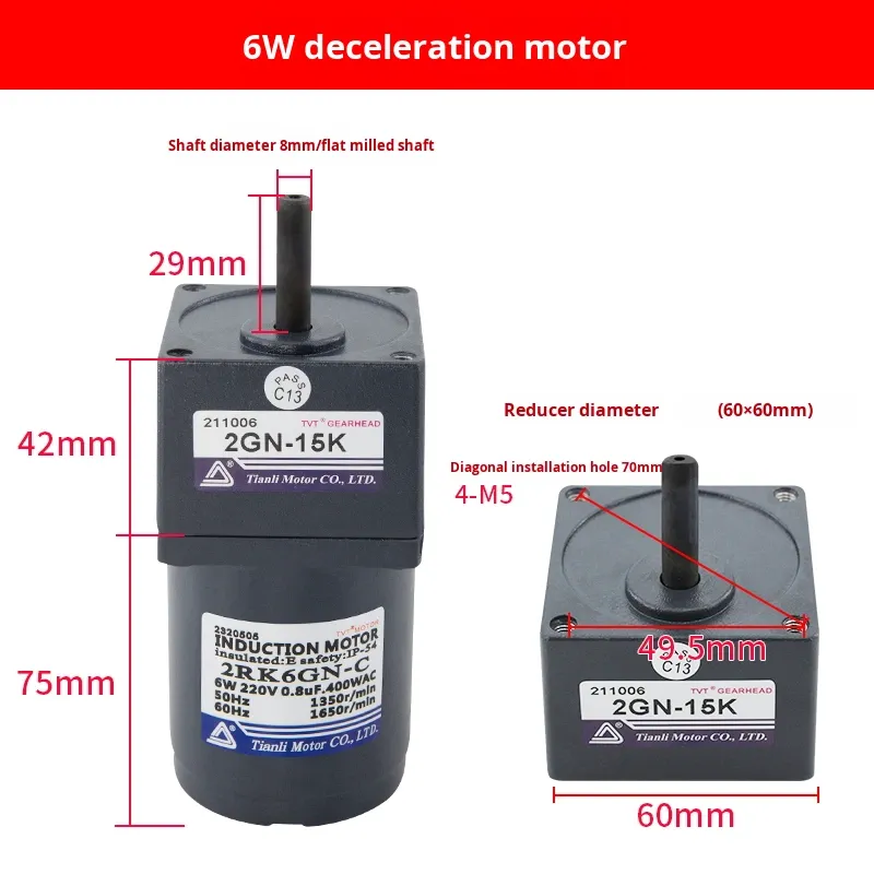 TVT Tianli 1 Phase tốc độ điều chỉnh động cơ giảm bánh răng xoay chiều 6-400W 115/120V khung bánh răng đồng nguyên chất điều chỉnh tốc độ