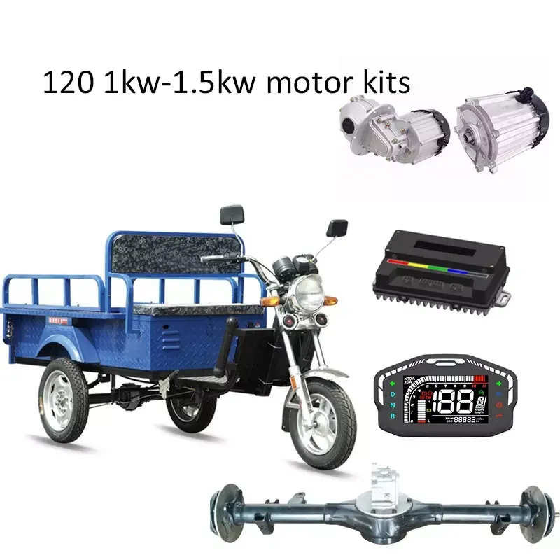 bộ dụng cụ chuyển đổi xe điện1200W 48V Xe điện 25kph xe kéo tay ba bánh xe động cơ điện PMSM chuyển đổi bộ dụng cụ