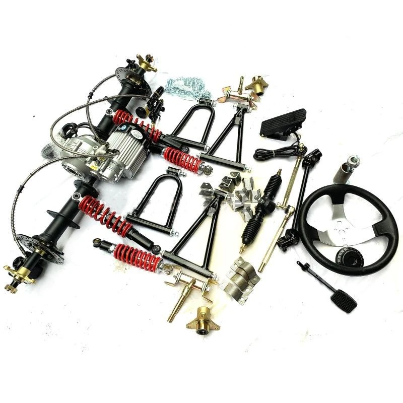 DIY modified four-wheel go-kart accessories front suspension 60V 1000W motor rear axle, with 6-inch tires