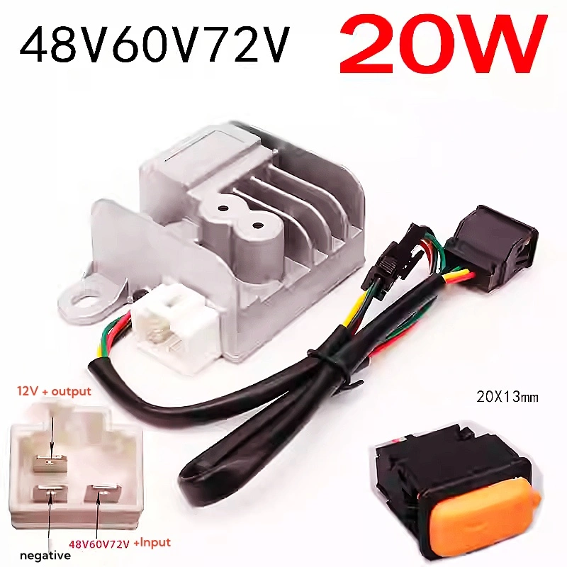 Bộ chuyển đổi áp xe điện 48/60/72V xuống 12V 8A 4 lỗ 3 dây chống nước dùng cho xe điện