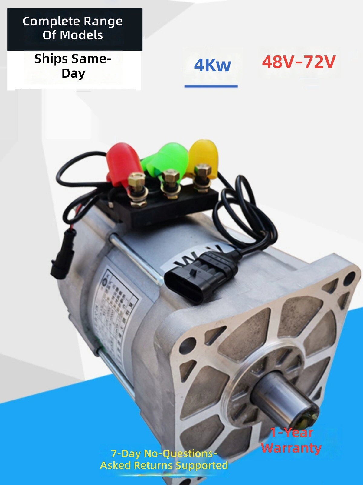 Xe bốn bánh chạy bằng động cơ điện dùng động cơ xoay chiều một pha Shuntian, công suất lớn 4 kW, tiếng ồn thấp, chịu nhiệt độ cao, hàng chính hãng.