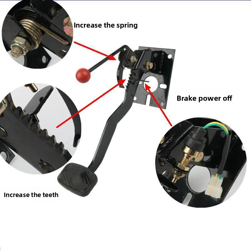 Electric vehicle brake pedal assembly for foot brake master cylinder of electric tricycles and four-wheelers