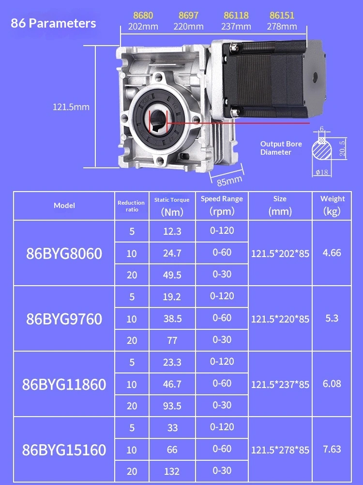 Hộp số giảm tốc sâu bướm mô-men xoắn cao RV30 24V 57 động cơ bước hộp số sâu bướm với trục đặc