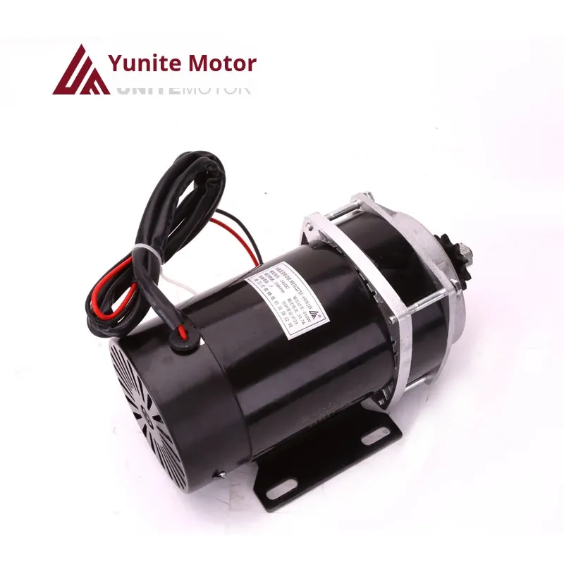 YUNITE 전기 자전거 브러시리스 모터 영구 자석 DC 기어드 모터 YN-DC-01 350W 36V/48V IP65 1.8Nm 토크 알루미늄 프레임