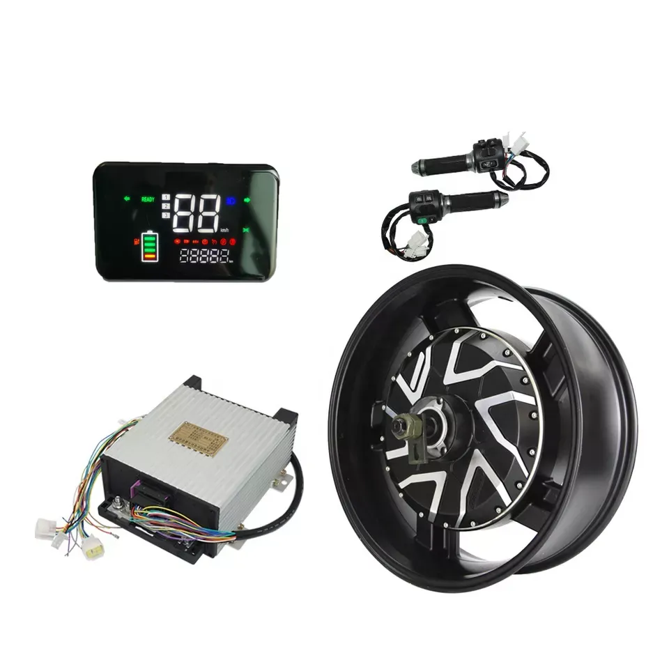 고출력 전기 오토바이 DC 모터 17x6.0 인치 12000W 96V 허브 모터 컨트롤러 파워 트레인 키트