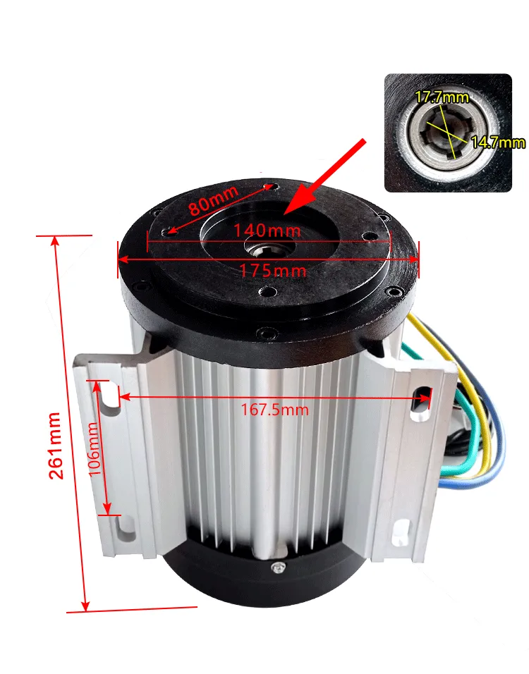 고출력 DC 모터 48V 60V 72V 4000W 유압 오일 펌프 세척기용 브러시리스 모터