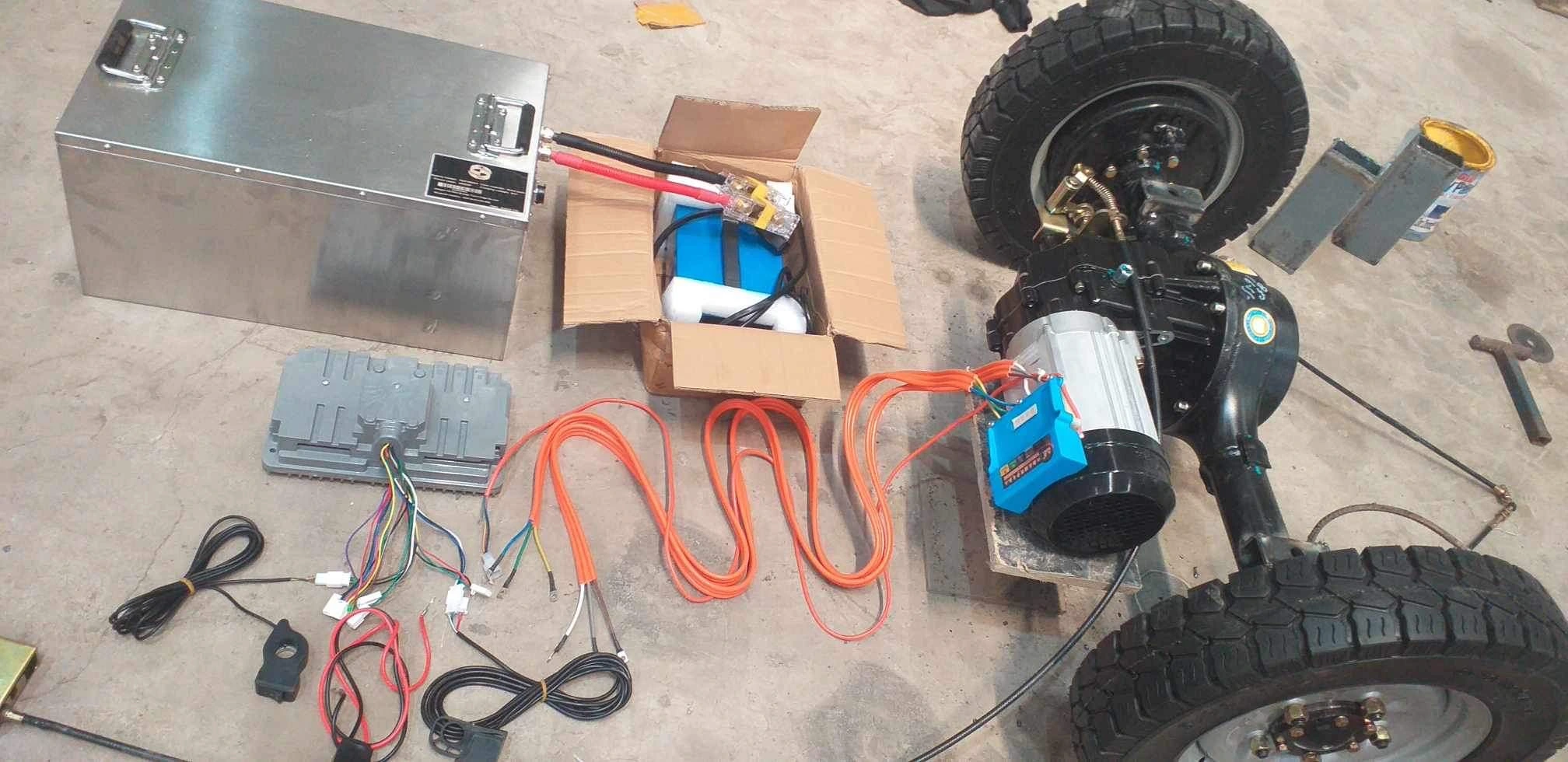 重载3吨低速10kmh 72V 5000W 250油制动器全浮动换档后桥带锂电池