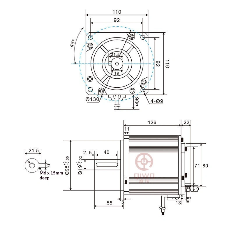 Động cơ không chổi than DC 4000W 220V 6,4 Nm tốc độ cao 6000 RPM tốc độ có thể điều chỉnh tiếng ồn thấp với cảm biến Hall hiệu suất cao IE1