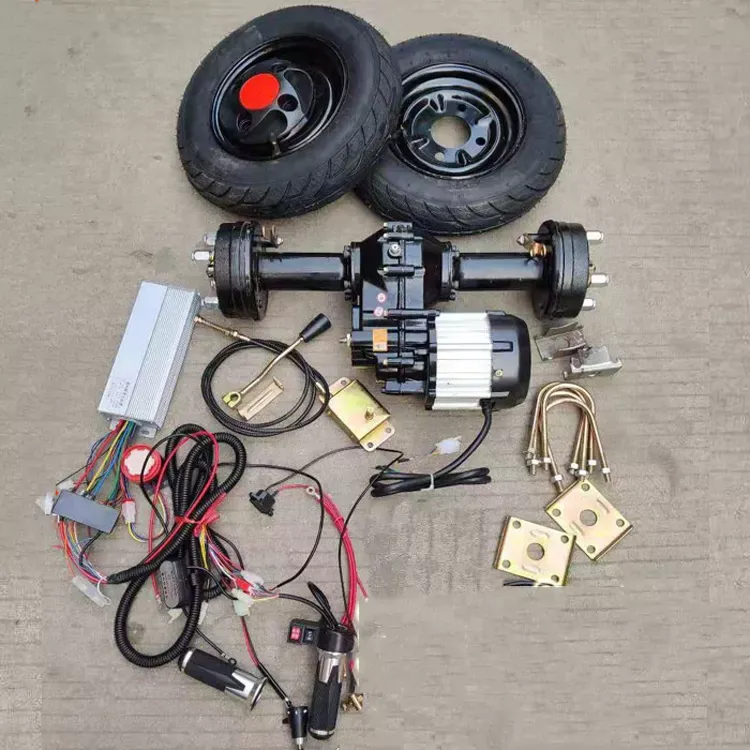 低速48V 60V 500W 800W 1200W电动三轮车全鼓式制动器后差速器轴