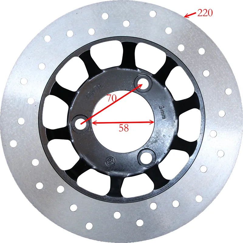 Đĩa phanh trước xe máy điện mới bằng thép không gỉ 220mm 3.5mm 58mm kiểu 220-58