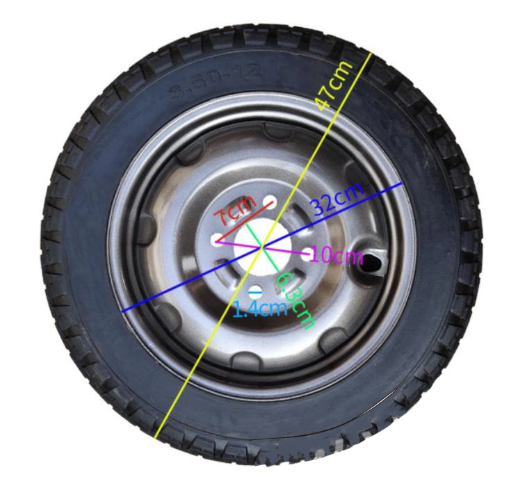 Electric tricycle solid rubber tires 300-8/400-12/450-12 with steel rims