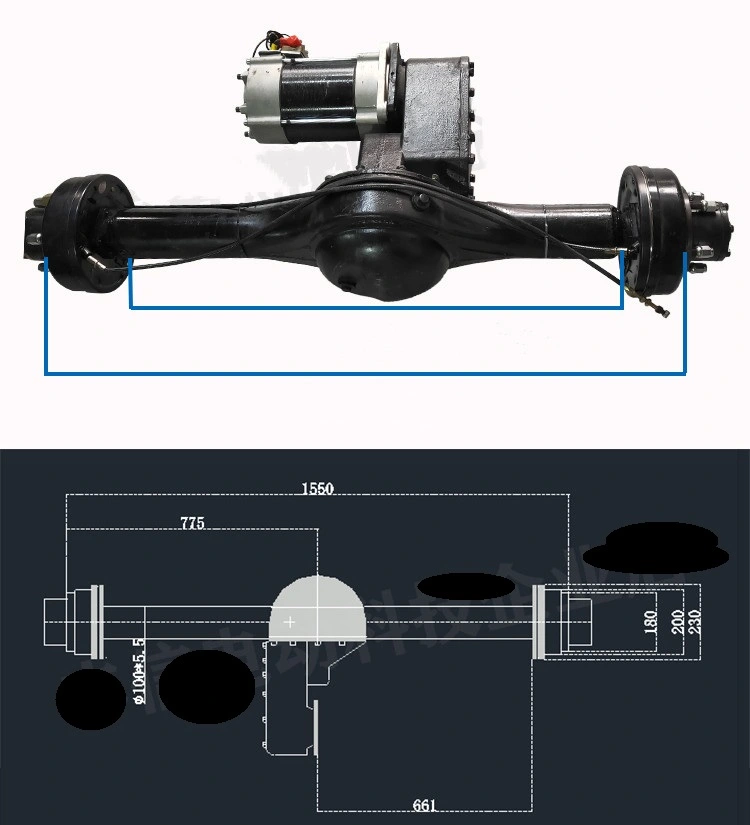 xe điện ba bánh động cơ AC 60V 72V 96V 7.5kw trục sau tăng tốc nặng xe điện trục sau