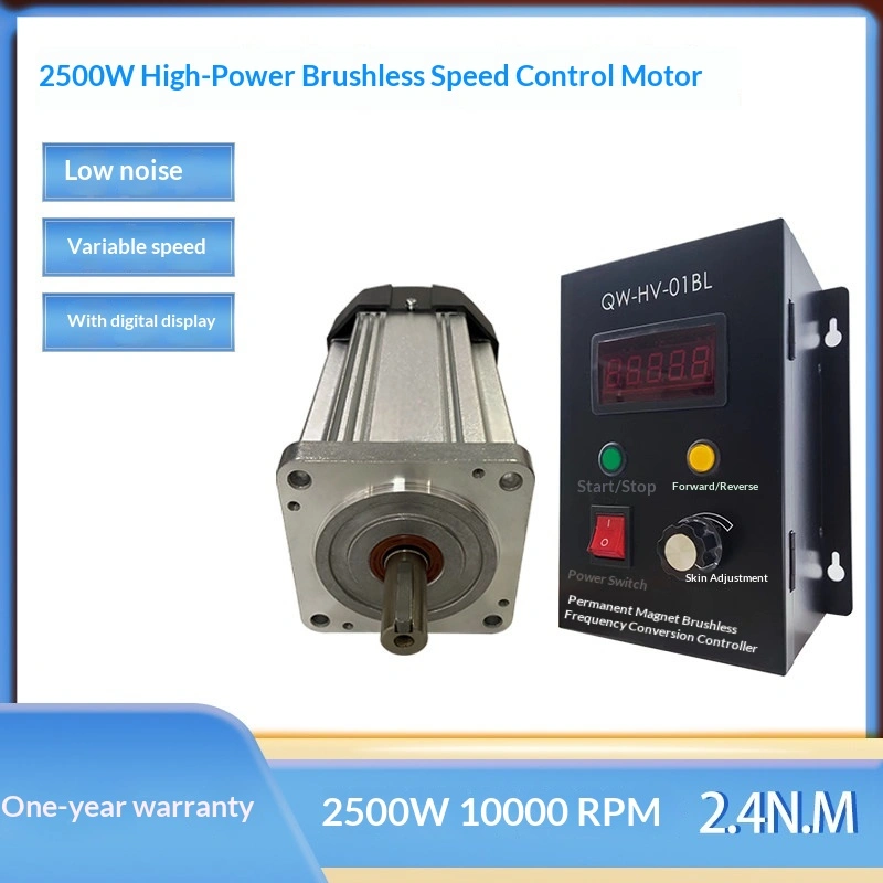 Động cơ không chổi than DC 220V tốc độ cao hoạt động êm, tốc độ điều chỉnh được 10000 vòng/phút, công suất cao 2500W, động cơ nhỏ gọn với driver Hall