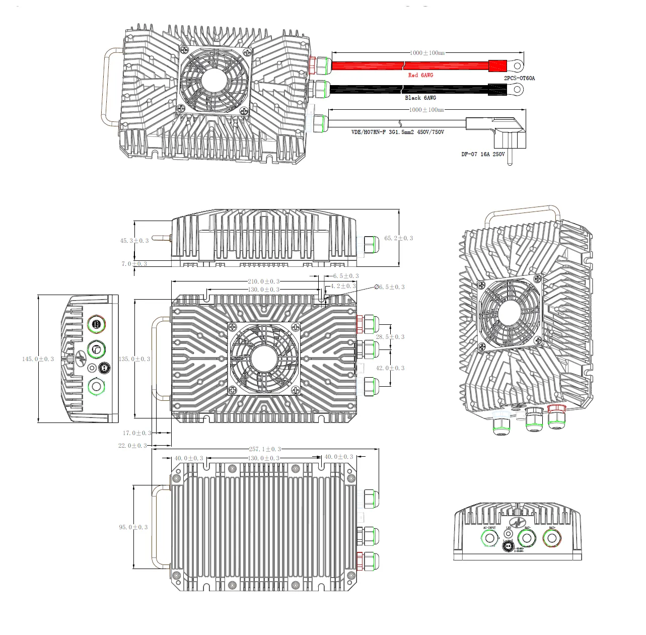 电动汽车12V24V36V48V 300W锂电池充电器