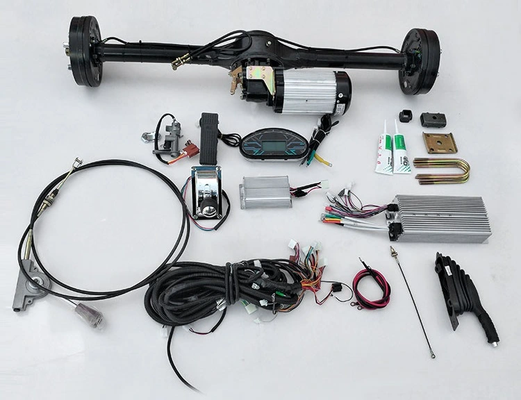 新款电动四轮驱动底盘套件大功率车桥食品卡车底盘 48/72V 1000W-8KW 黑色 10-60km/h
