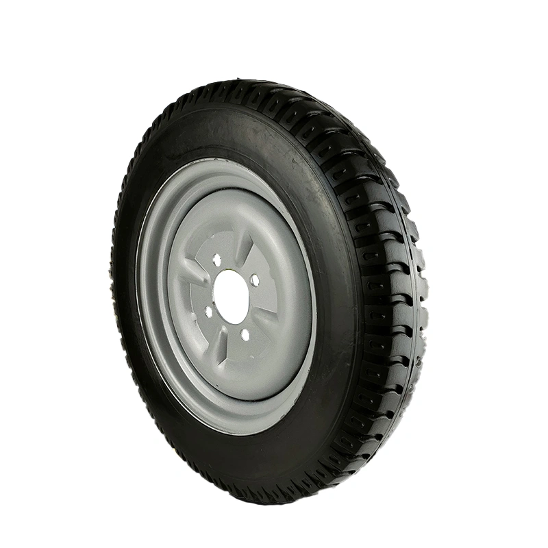 Bánh xe đặc cho xe ba bánh SM 400-8, bộ lốp 4.00-8 trong/ngoài, thiết kế gai dày, đường kính 40cm, rộng 9cm, 4.8kg