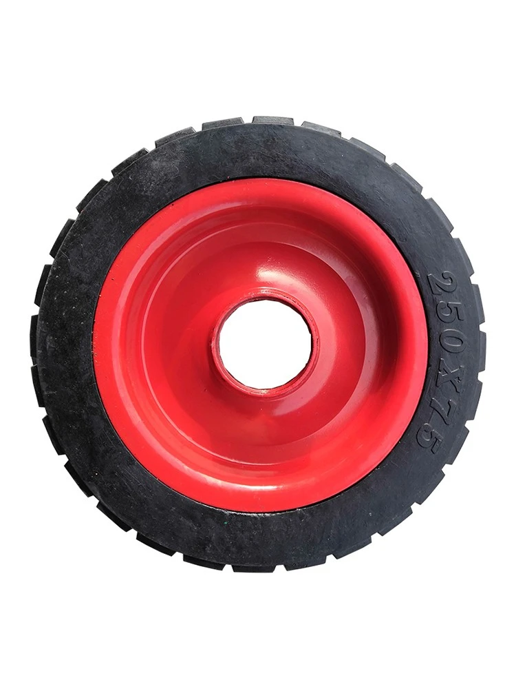 Bánh xe cao su đặc 25 cm cho xe đẩy xây dựng tay lái trên xe điện 10 inch