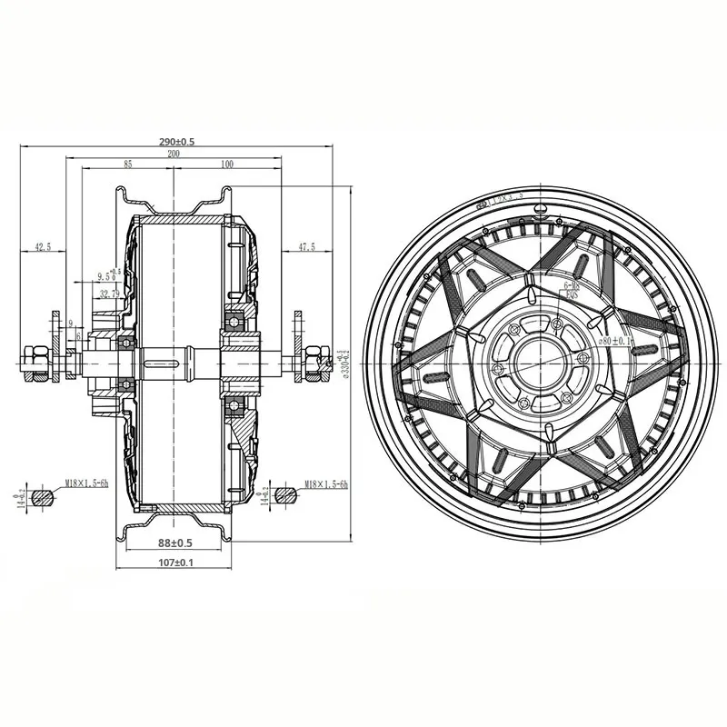 QS Motor 12 Inch Star Magnet Disc Permanent Magnet 6000W IP65 Waterproof Brushless 12V Customizable Electric Bike