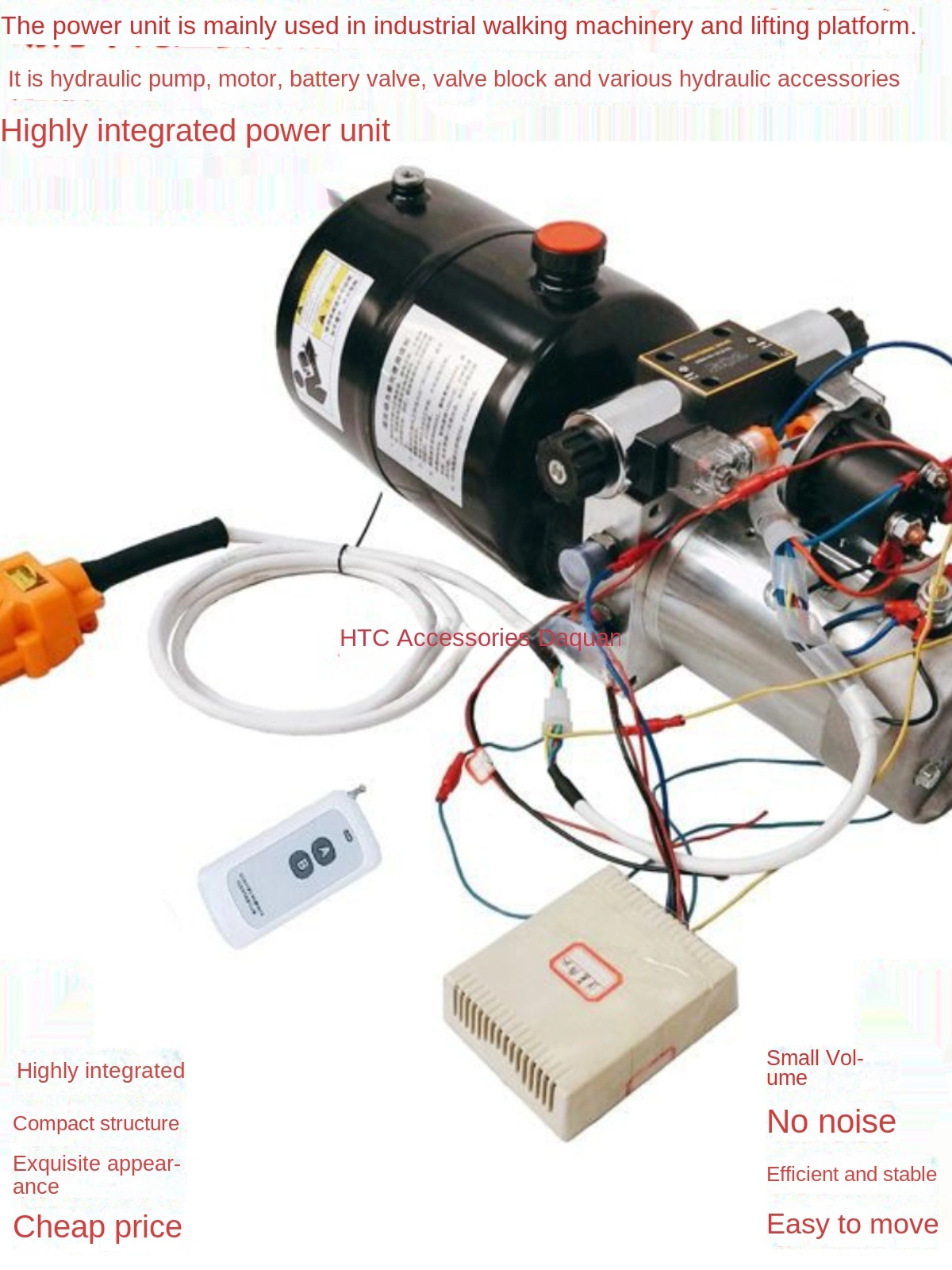 Bơm cánh quạt thủy lực điện được cải tạo 12-72V Thiết bị thủy lực điều khiển từ xa hai chiều hai chiều Nâng xe rác
