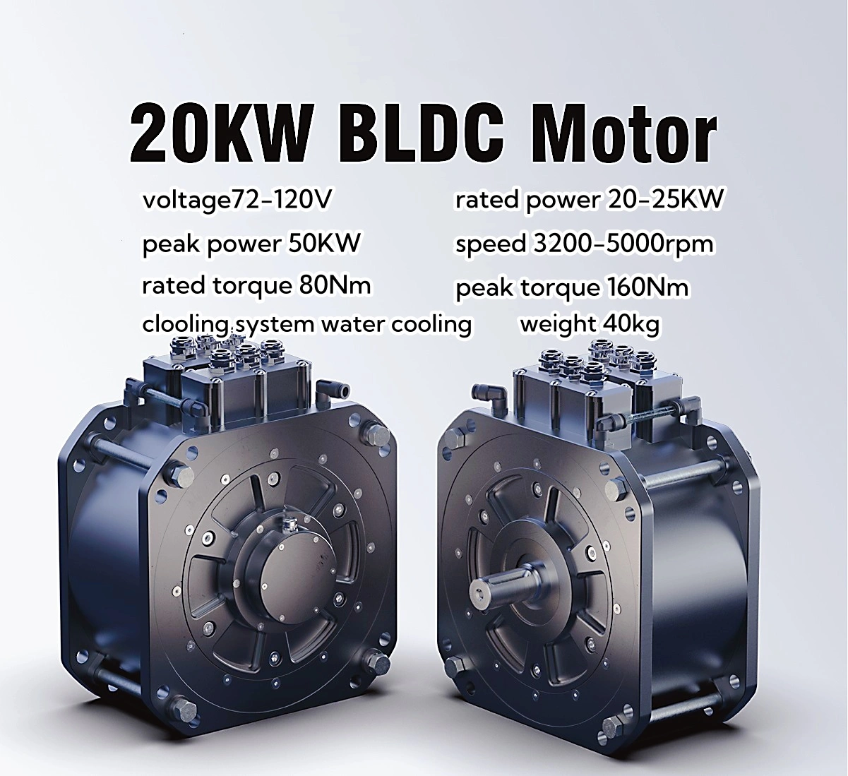 永磁同步电机 72V 96V 20KW 3200转/分直流无刷水冷电动汽车电机