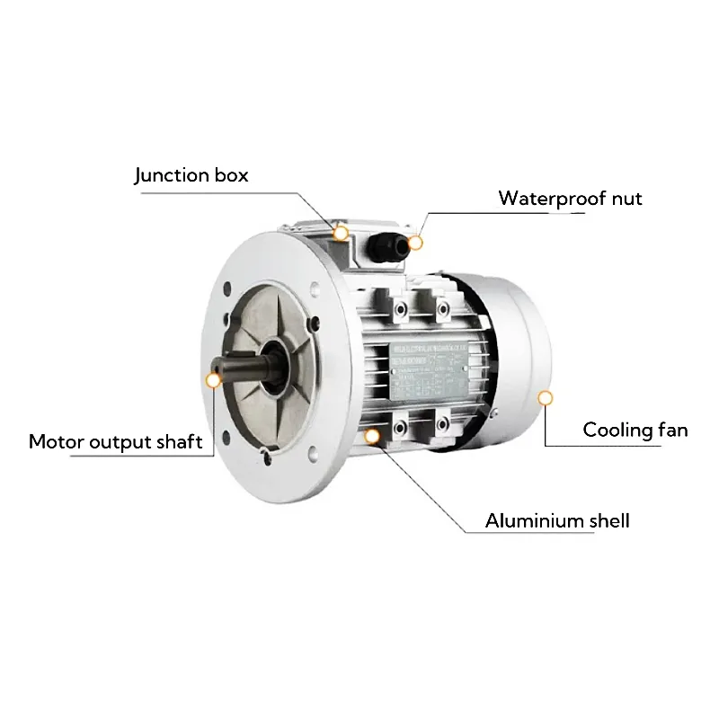 Motor 3 pha nhôm nguyên chất hoàn toàn 0,75 kW 2800 Vòng/phút Motor bất đồng bộ thẳng đứng của vỏ nhôm YE3