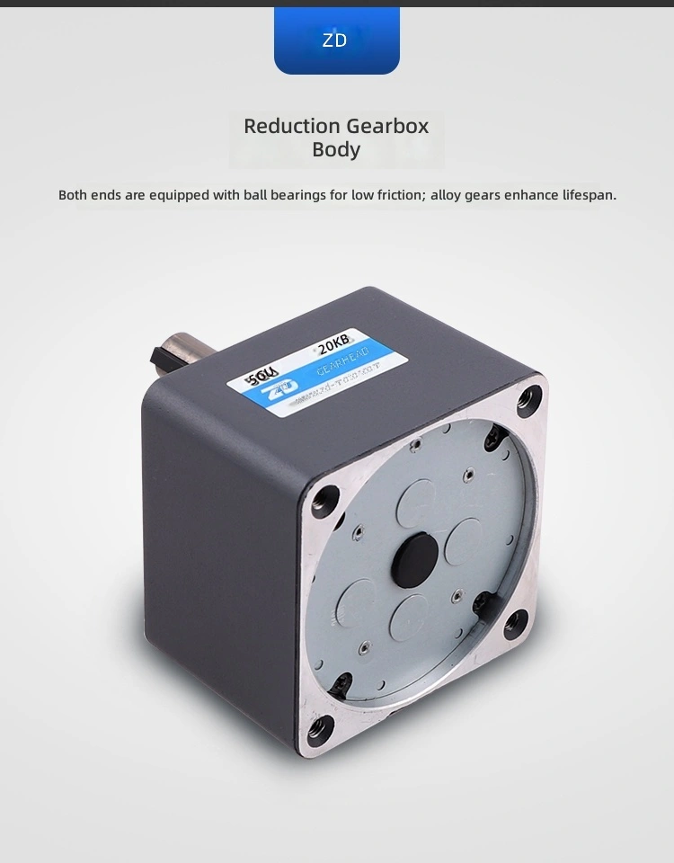 ZD Zhongda DC brushless motor micro gear speed regulation low speed small right angle 40Nm torque 200W forward and reverse
